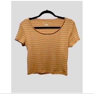 AMERICAN EAGLE | STRIPED RIBBED CROPPED FESTIVAL BABY TEE